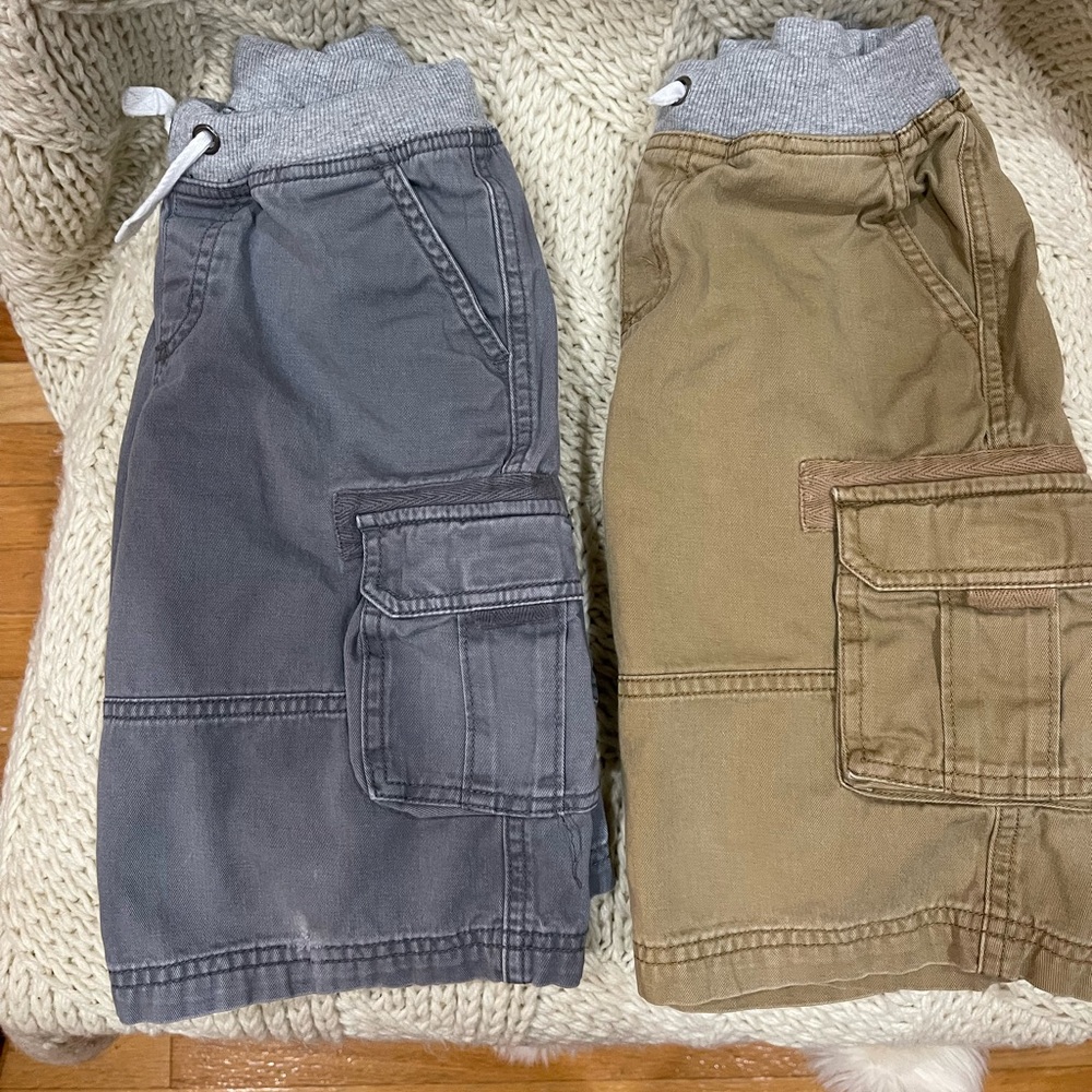 Hanna Andersson Gray and Tan Kids Cargo Shorts